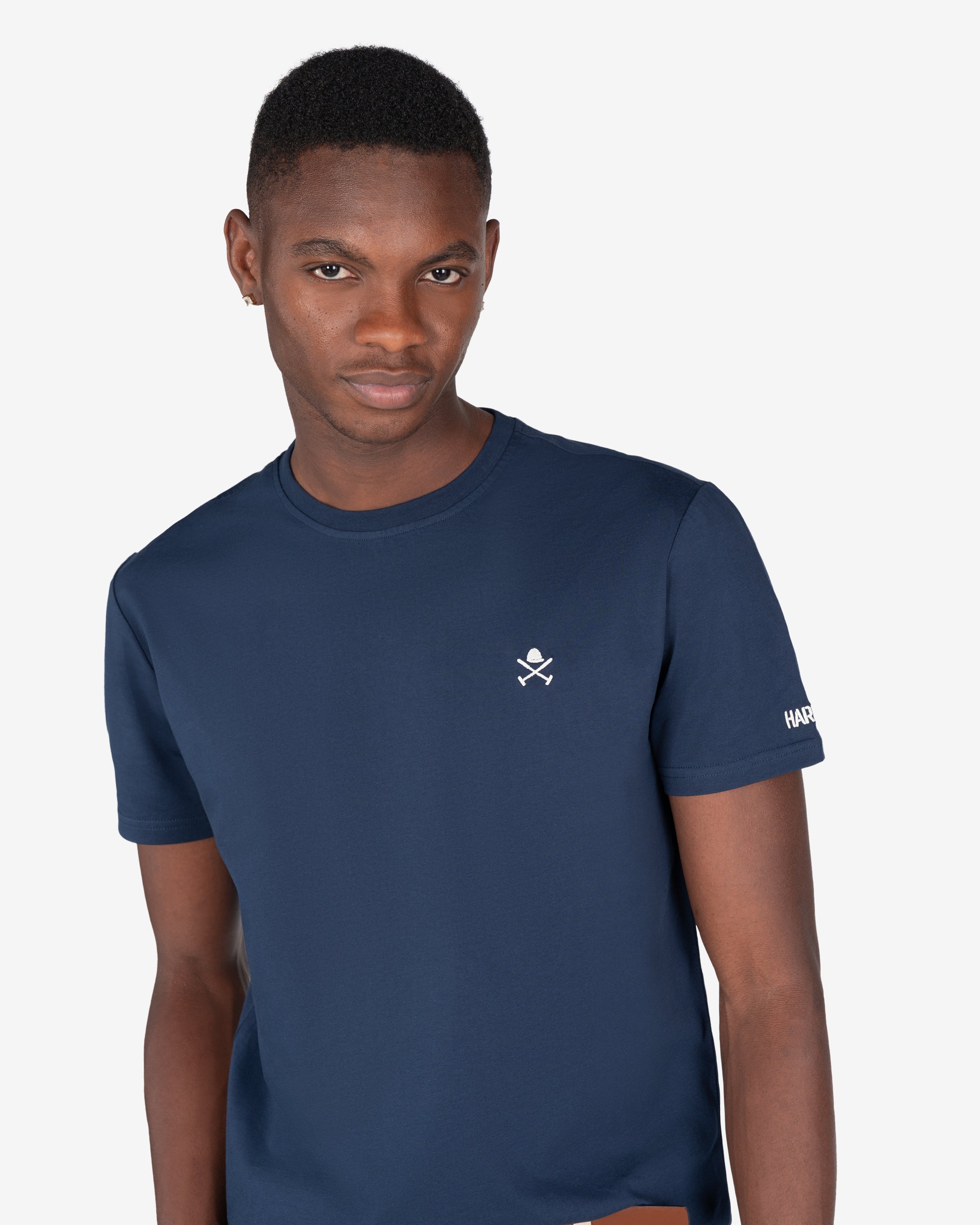 Camiseta RANGER de Harper & Neyer en algodón azul marino, plano medio con emblema de casco y mazos