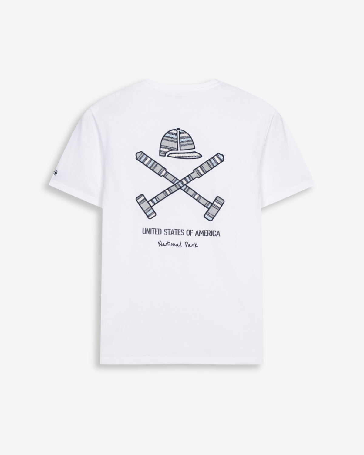 Camiseta RANGER de Harper & Neyer en algodón blanco, bodegón trasero con estampado National Park