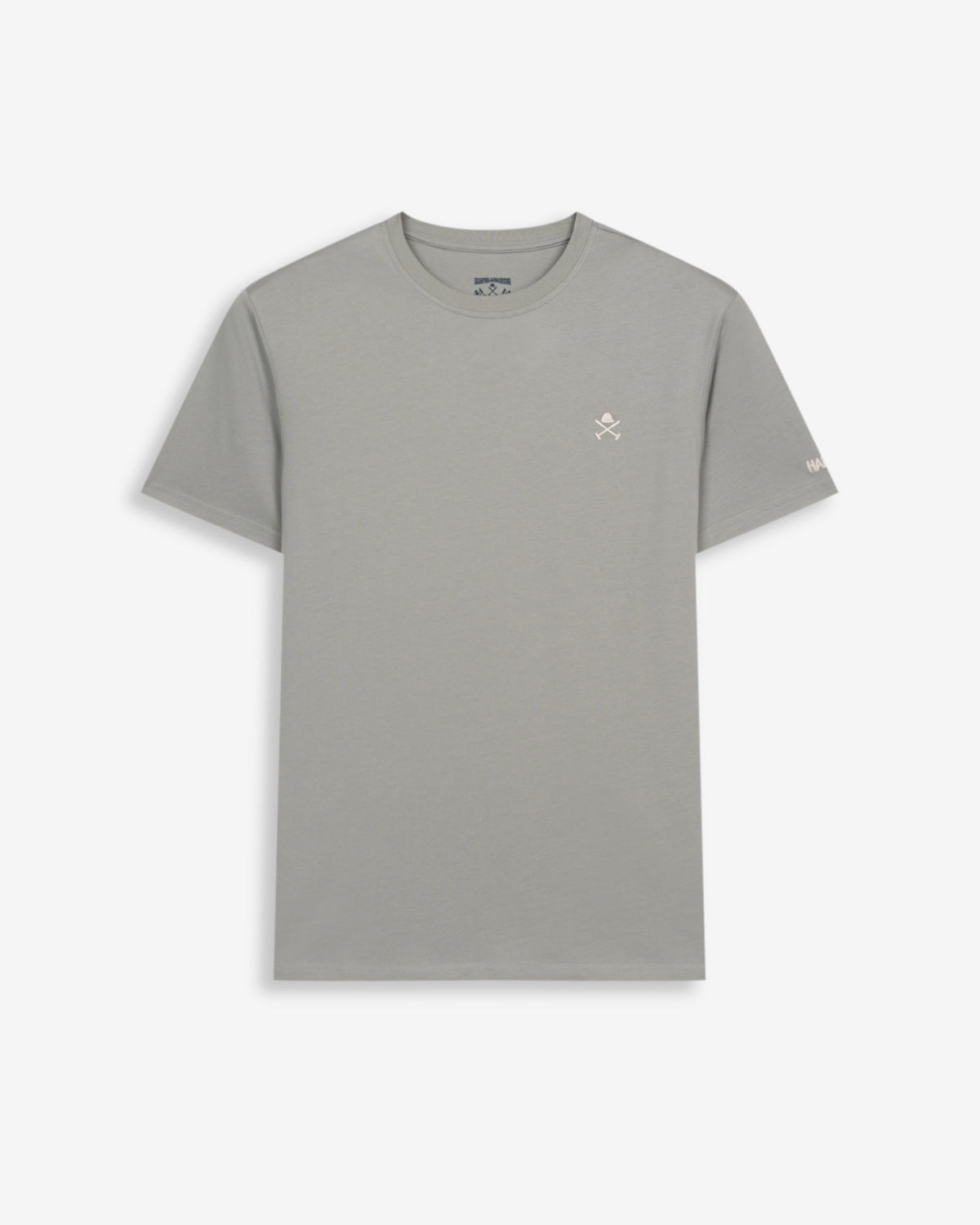 Camiseta RANGER de Harper & Neyer en algodón gris verdoso claro, bodegón frontal con emblema en el pecho