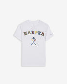 Camiseta RETRO KIDS de Harper & Neyer en algodón blanco, vista frontal con estampado vintage multicolor