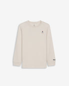 Camiseta SNOWDRIFT KIDS de manga larga en algodón crudo de Harper & Neyer, vista frontal con logo bordado tricolor