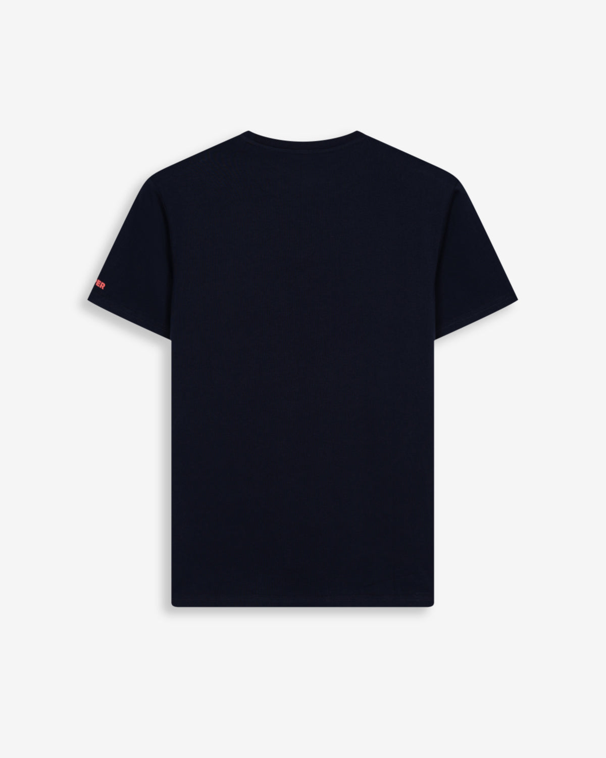 Camiseta VERMONT de Harper & Neyer en azul marino, vista trasera lisa con bordado en la manga