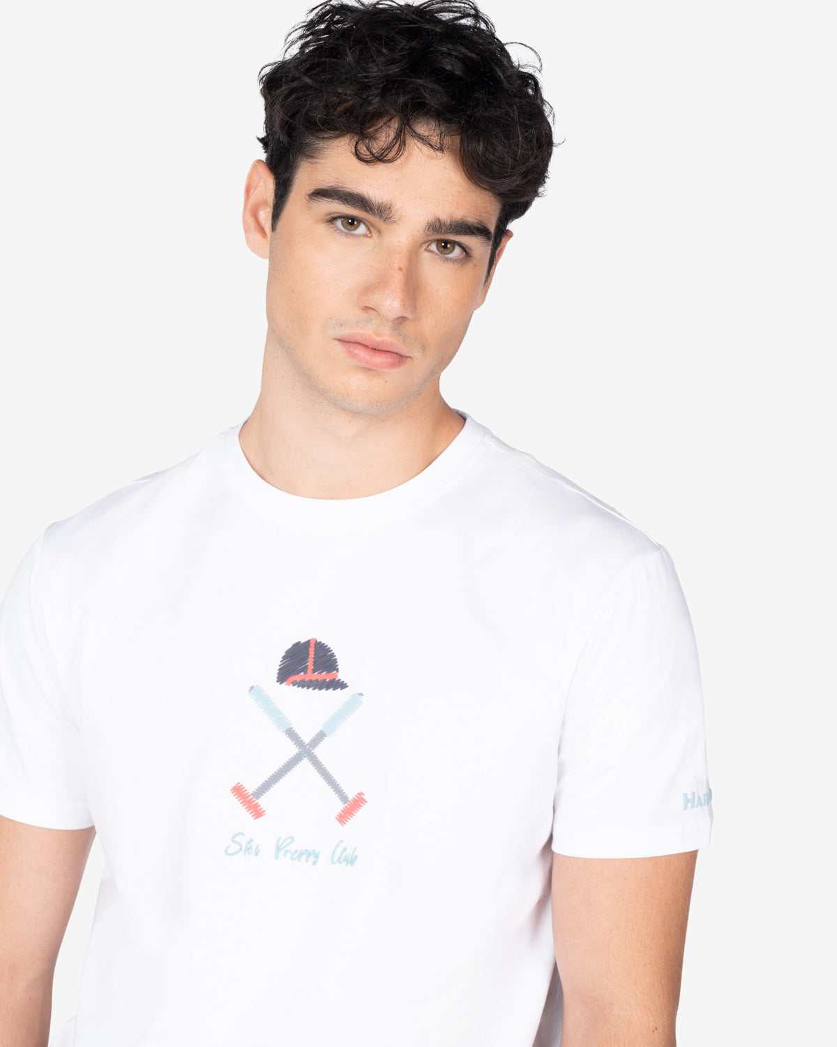 Camiseta VERMONT de Harper & Neyer en blanco, plano medio con bordado frontal visible