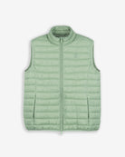 Chaleco ICON de Harper & Neyer en verde militar, bodegón frontal del acolchado
