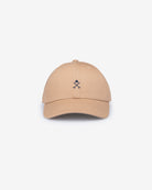 Gorra ICON COLOR de Harper & Neyer en beige tostado, vista frontal con bordado del casco y los mazos en azul marino