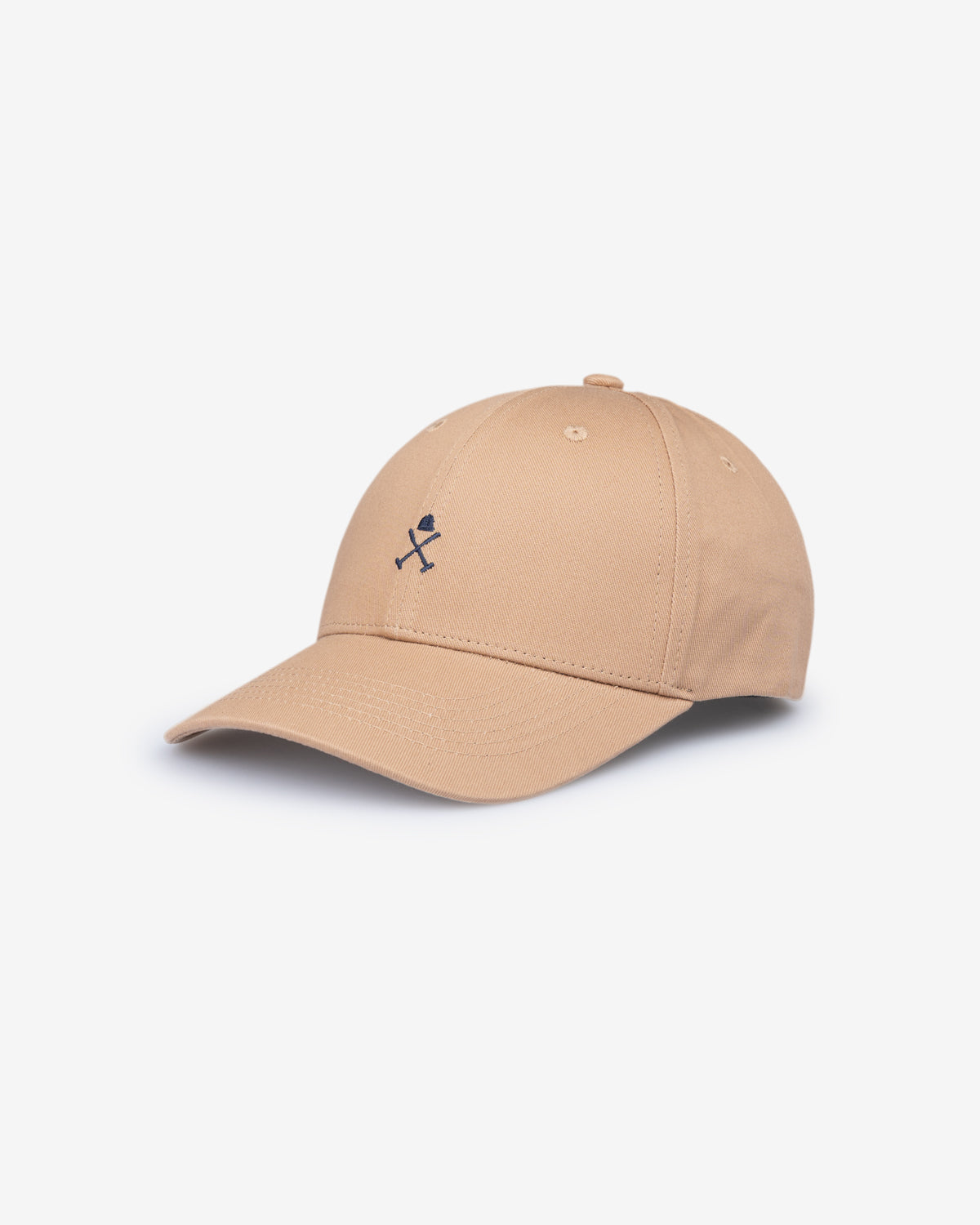 Gorra ICON COLOR de Harper & Neyer en beige tostado con bordado azul marino, vista lateral con visera curva