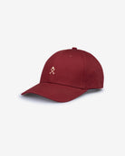 Gorra ICON COLOR de Harper & Neyer en burdeos con bordado camel, vista lateral con visera curva
