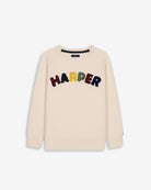 Jersey BALTIMORE KIDS de Harper & Neyer en crudo, vista frontal con gráfico college azul marino y burdeos