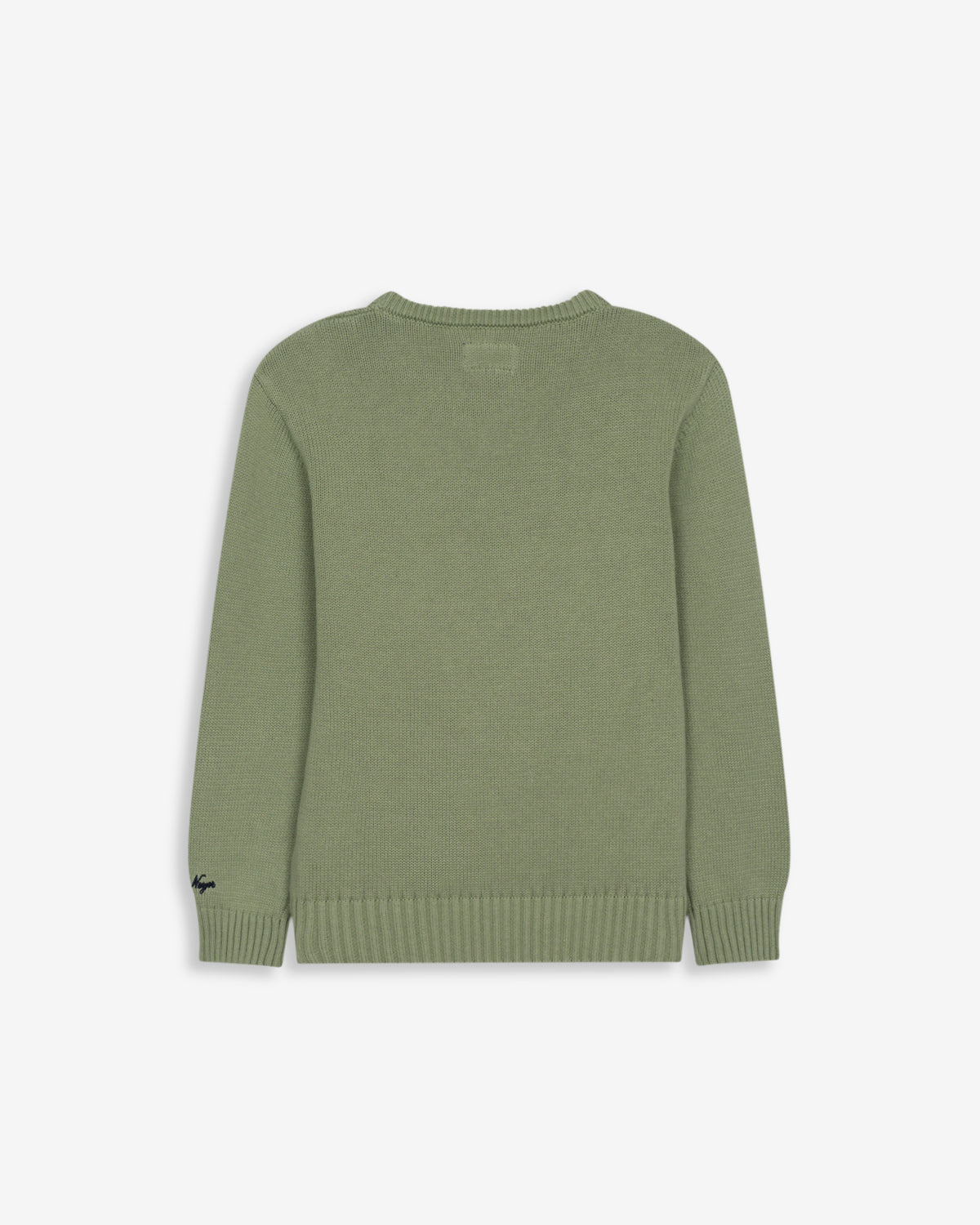 Jersey RETRO KIDS verde salvia de Harper & Neyer, vista trasera lisa en punto de algodón con cuello redondo