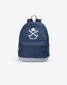 Mochila ETHNIC de Harper & Neyer en azul marino con parche étnico del casco y los mazos, vista frontal completa