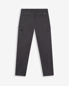 Pantalón cargo de Harper & Neyer en algodón antracita, vista trasera con bolsillos abotonados y logo bordado