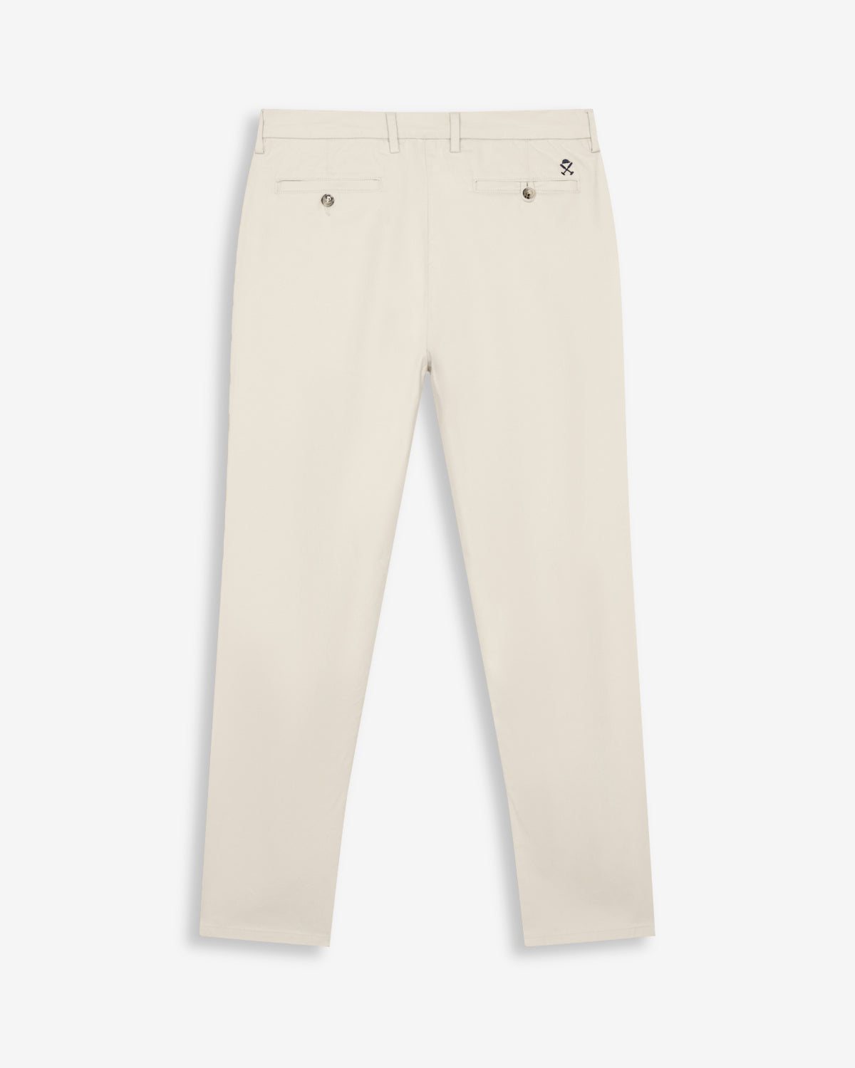 Pantalón chino ICON en algodón crudo de Harper & Neyer, bodegón trasero de las perneras