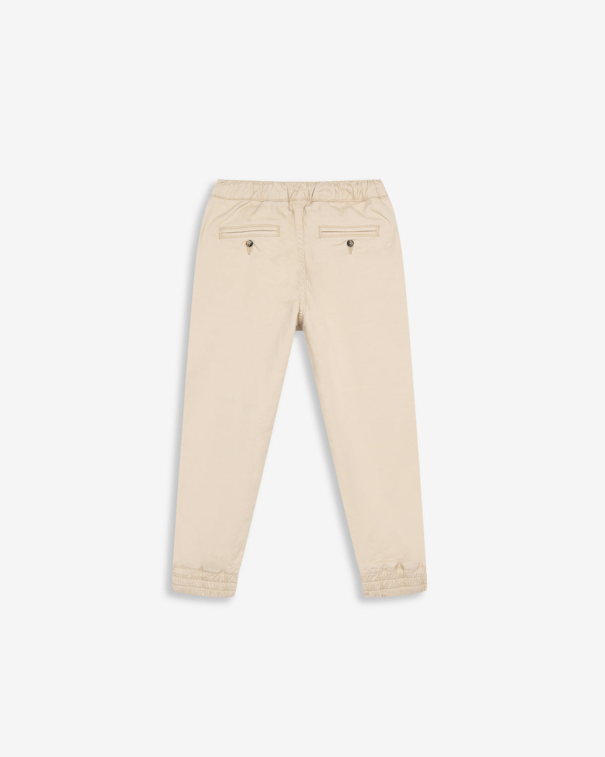 Pantalón jogger KIDS beige tostado de Harper & Neyer, vista trasera con puños elásticos en los bajos