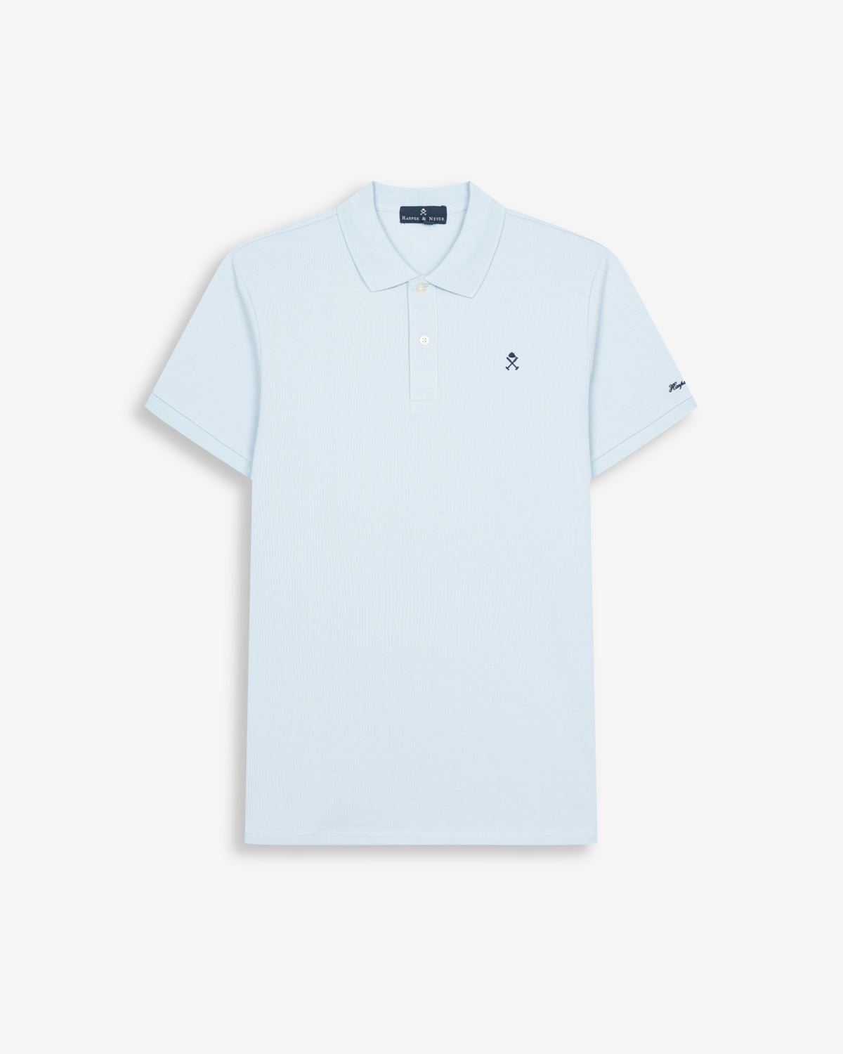 Polo ICON COLORS de Harper & Neyer en azul cielo, vista frontal en tejido piqué con logo bordado