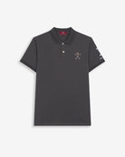 Polo WINNER de Harper & Neyer en antracita, vista frontal con cuello estructurado, tapeta de botones y logo bordado