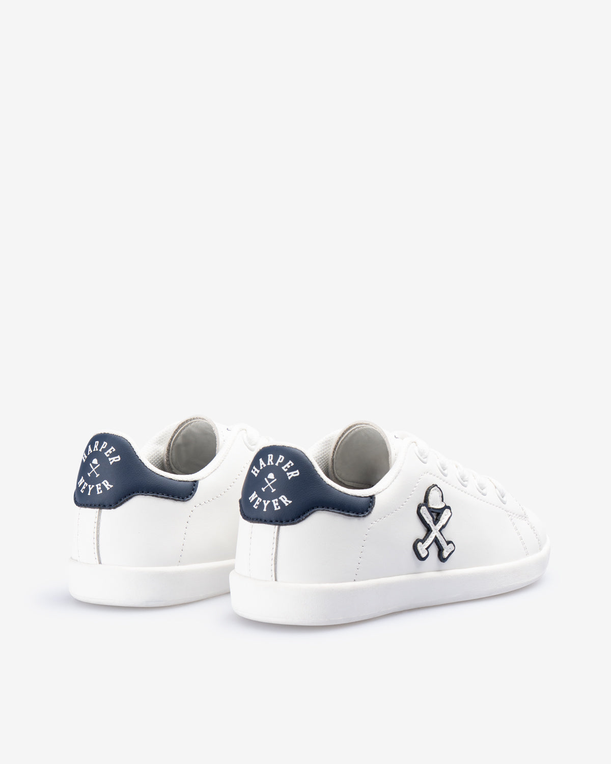 Sneaker HARPER KIDS de Harper & Neyer en blanco y azul, tercer perfil lateral con cordones