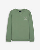 Sudadera ARTHUR KIDS verde salvia de Harper & Neyer, vista frontal con bordado Harper y osito en el pecho
