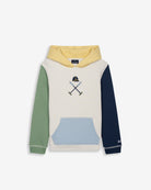 Sudadera ATLANTHA KIDS con capucha color block de Harper & Neyer en crudo, vista frontal con bordado del icono en el pecho