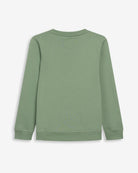 Sudadera NEW ENGLAND KIDS de Harper & Neyer en algodón verde salvia, vista trasera con puños y bajo canalados