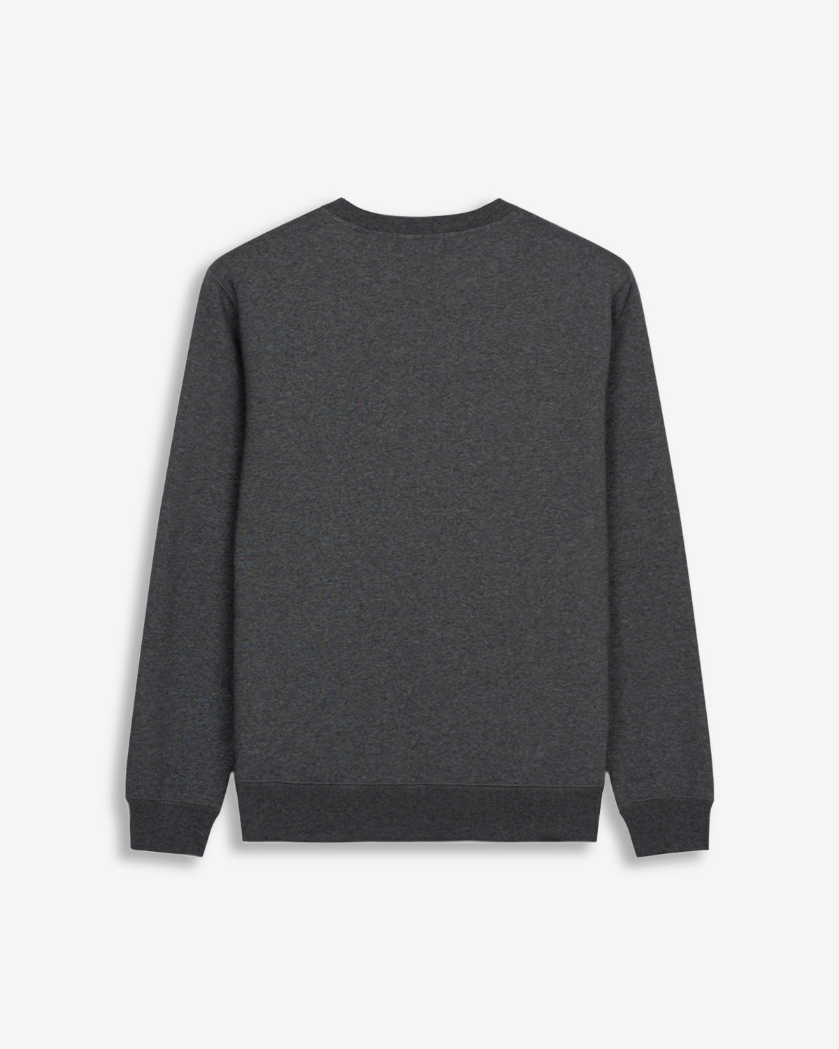 Sudadera RUGBY de Harper & Neyer en gris oscuro jaspeado, vista trasera lisa con cuello redondo estructurado