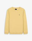 Sudadera SNOWDRIFT KIDS amarillo suave de Harper & Neyer, vista frontal con logo bordado en el pecho