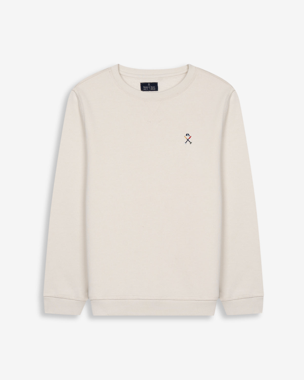 Sudadera SNOWDRIFT KIDS crudo de Harper & Neyer, vista frontal con logo bordado tricolor en el pecho