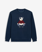 Sudadera TEDDY de Harper & Neyer en azul marino, vista frontal con appliqué del oso Harper & Neyer