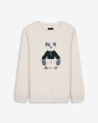 Sudadera TEDDY KIDS crudo de Harper & Neyer, vista frontal con appliqué de oso de peluche y firma bordada