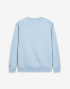 Sudadera VICTORY en algodón azul cielo de Harper & Neyer, bodegón trasero con firma HARPER en el puño