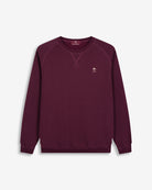 Sudadera VICTORY de Harper & Neyer en algodón burdeos, bodegón frontal con bordado crema y manga ranglan
