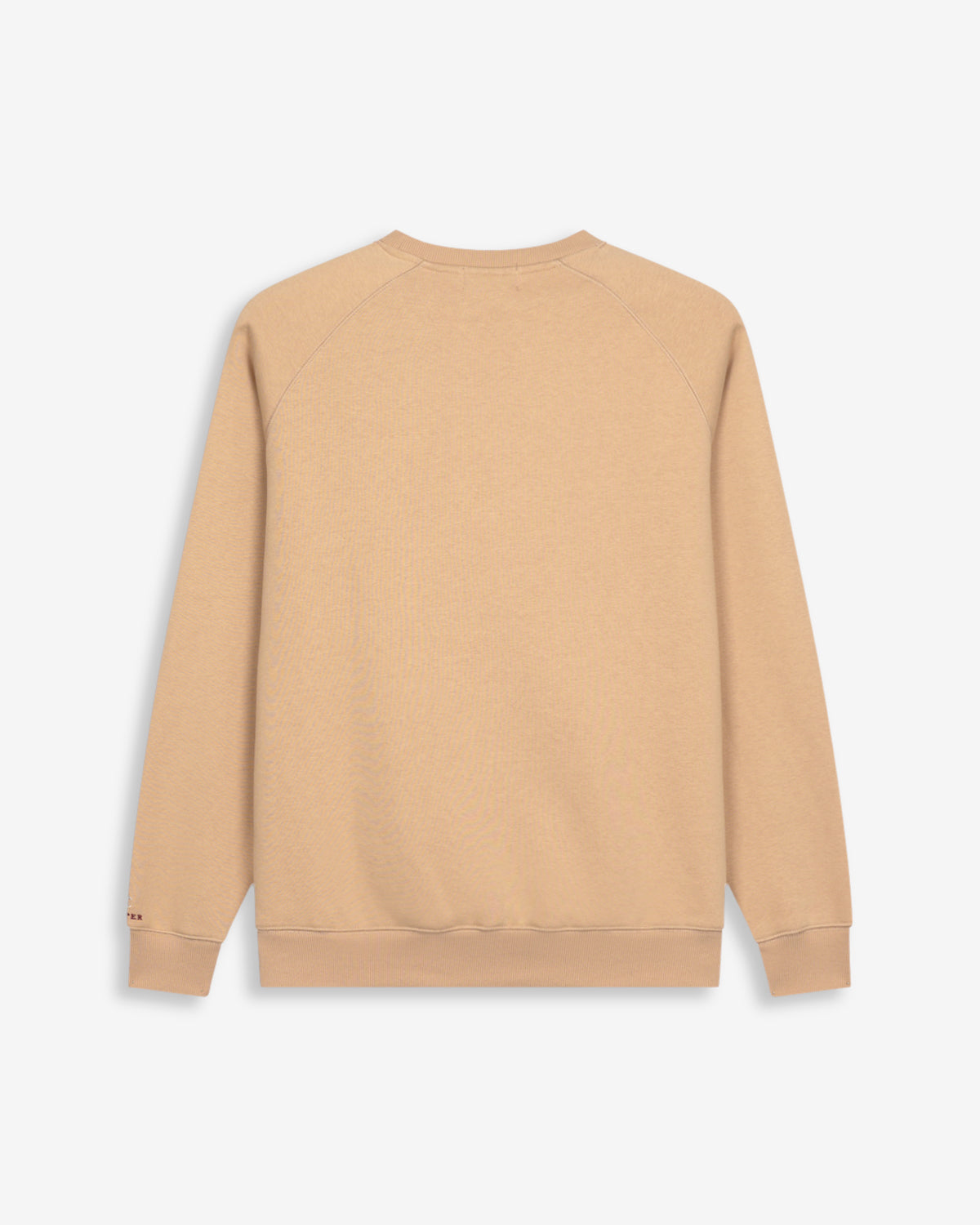 Sudadera VICTORY en algodón camel de Harper & Neyer, bodegón trasero con canalé en puños y bajo